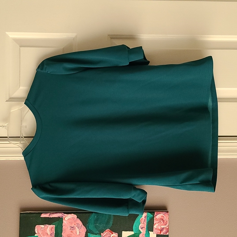 Emerald green blouse with keyhole detail